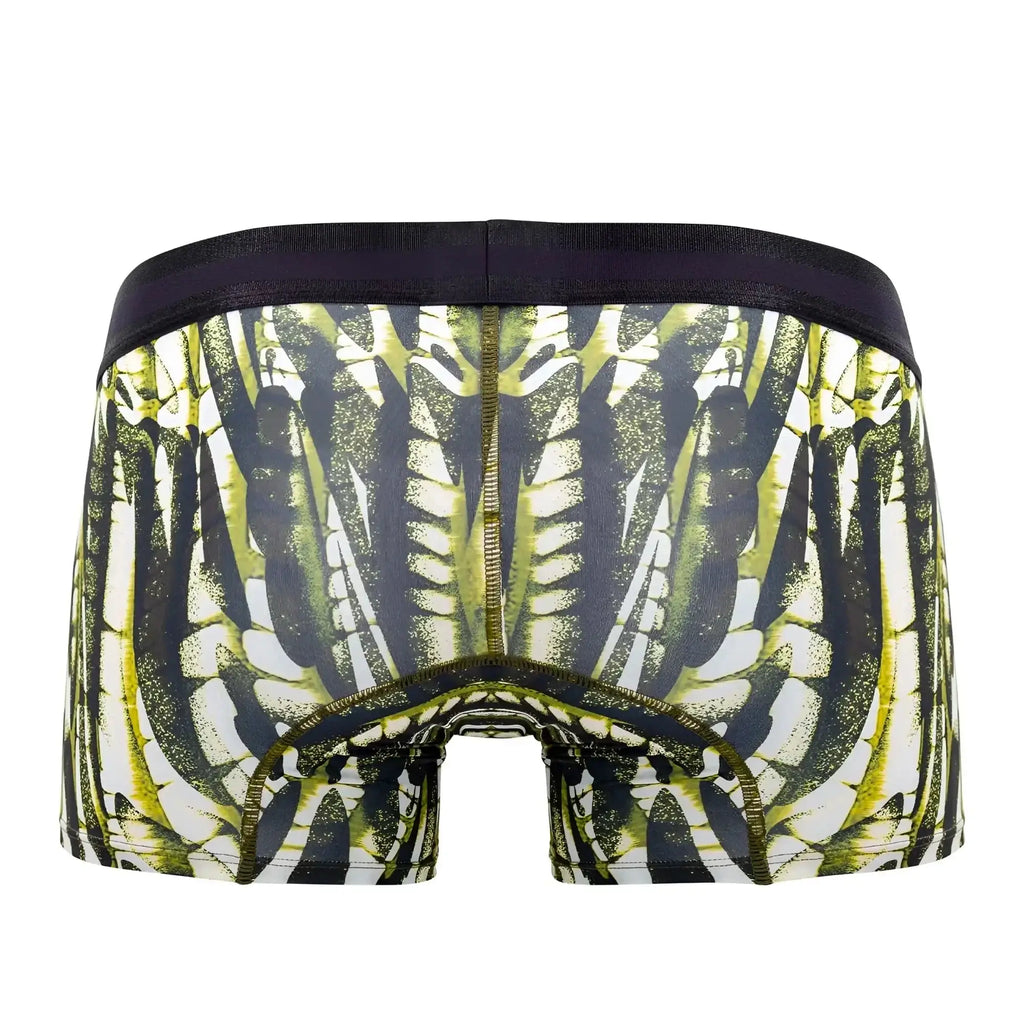 Black and lime green skeleton patterned microfiber boxer briefs with dark waistband hawai 42172 military green
