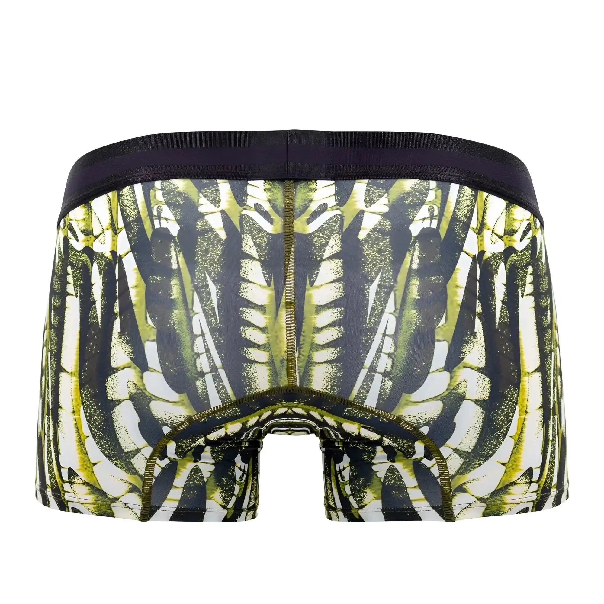 Black and lime green skeleton patterned microfiber boxer briefs with dark waistband hawai 42172 military green
