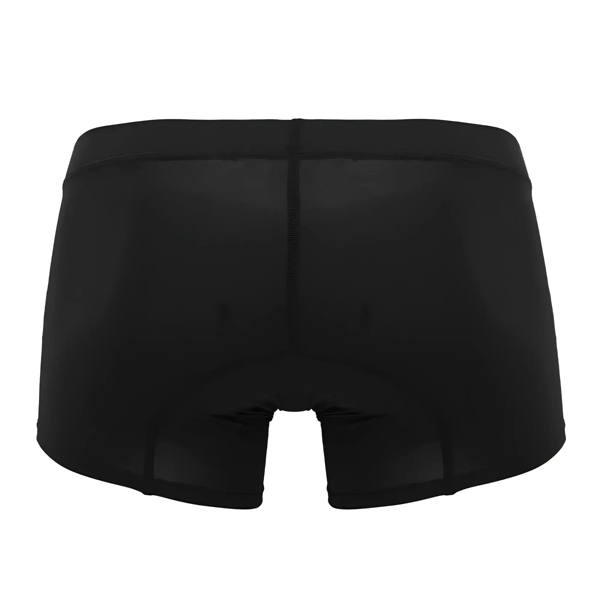 Black hawai 42222 microfiber cycling briefs with smooth fabric and reinforced padded seat shown from the back side