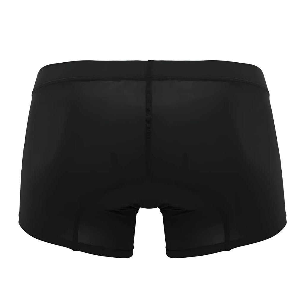Black hawai 42222 microfiber cycling briefs with smooth fabric and reinforced padded seat shown from the back side
