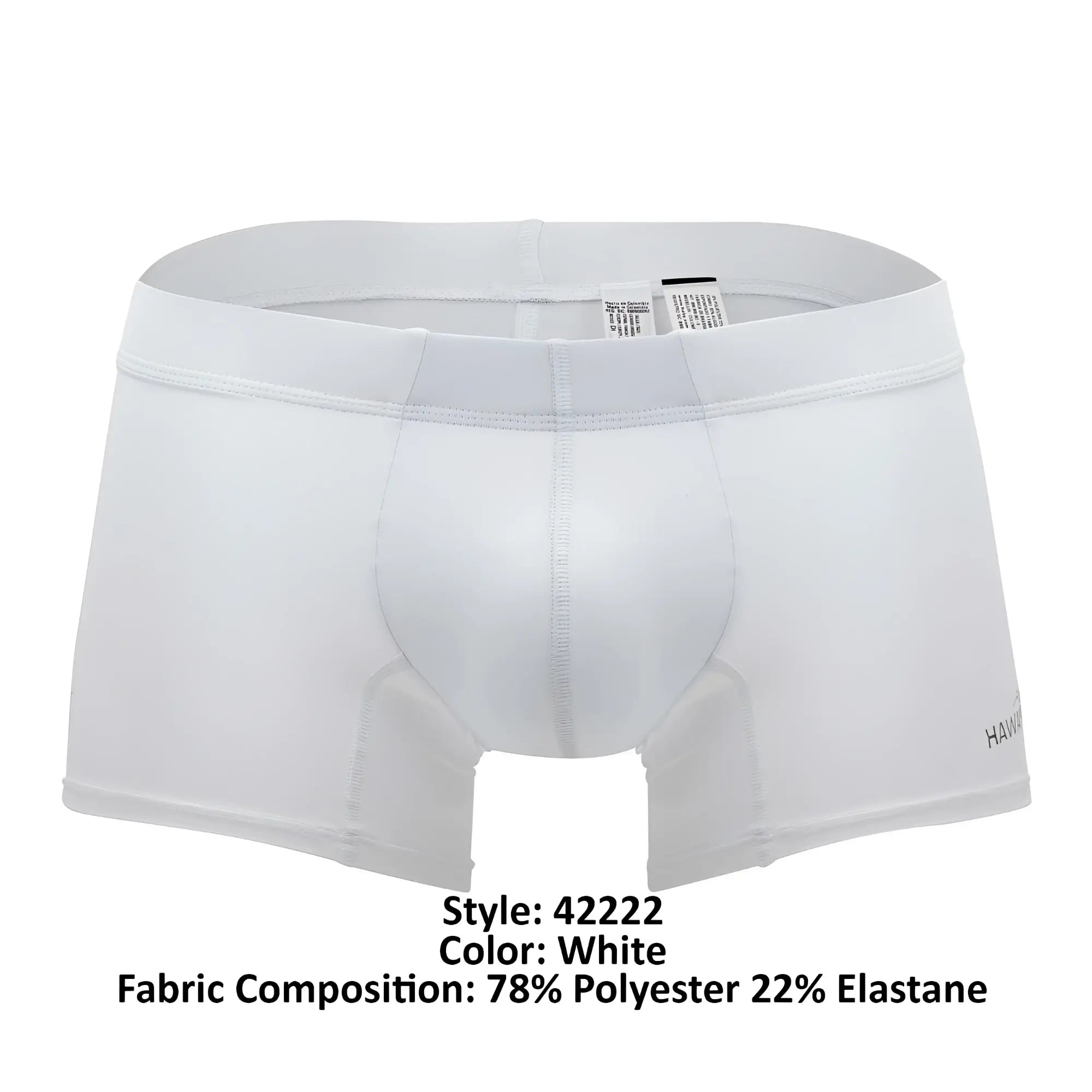 White men’s boxer briefs hawai 42222 microfiber trunks in white made of 78 polyester 22 elastane with contoured design