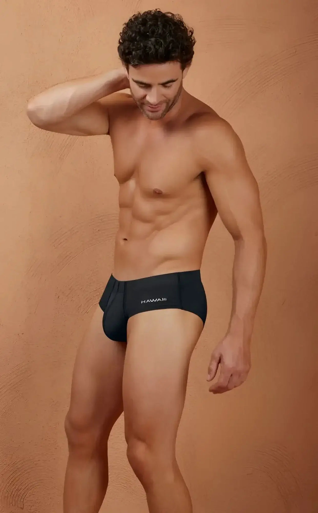 Black havanna hawair 42241 microfiber briefs in sleek form-fitting design in black color front view