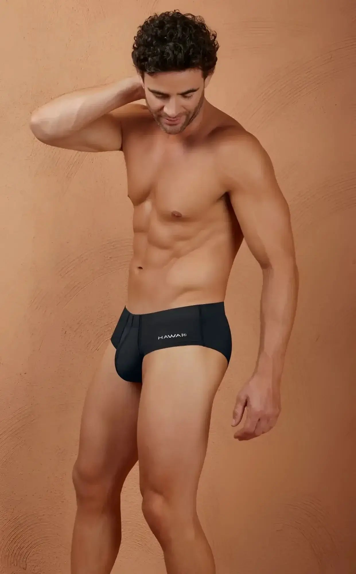 Black havanna hawair 42241 microfiber briefs in sleek form-fitting design in black color front view