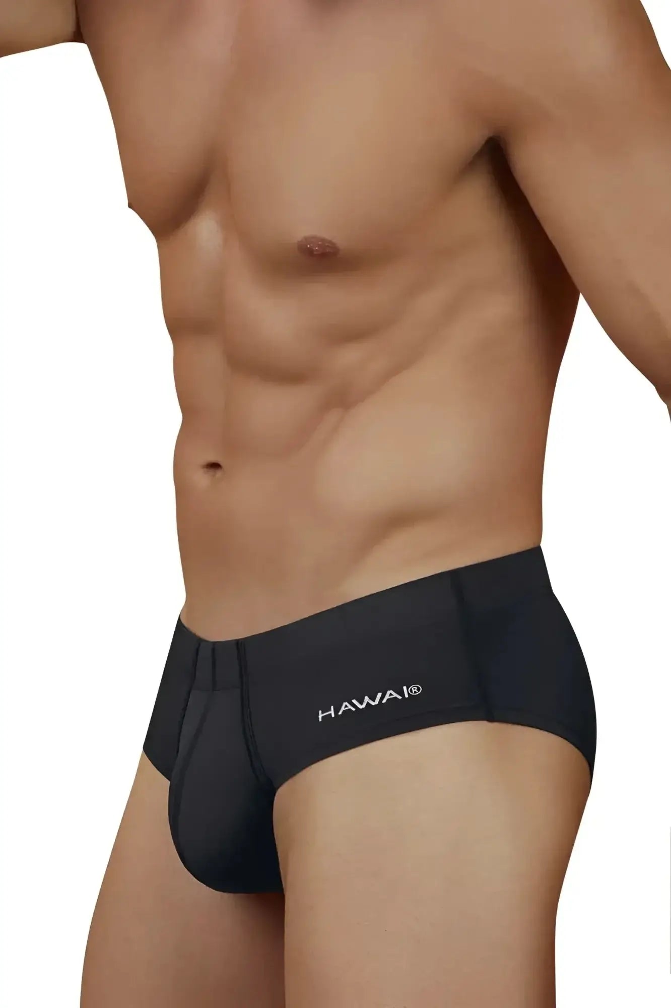 Black hawaii brand men’s sleek form-fitting microfiber briefs in black hawair 42241 model