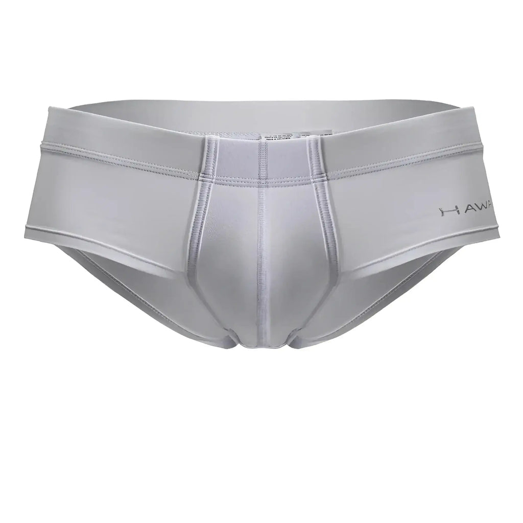 Gray hawk men’s microfiber briefs in white with smooth, form-fitting design and subtle stitching details