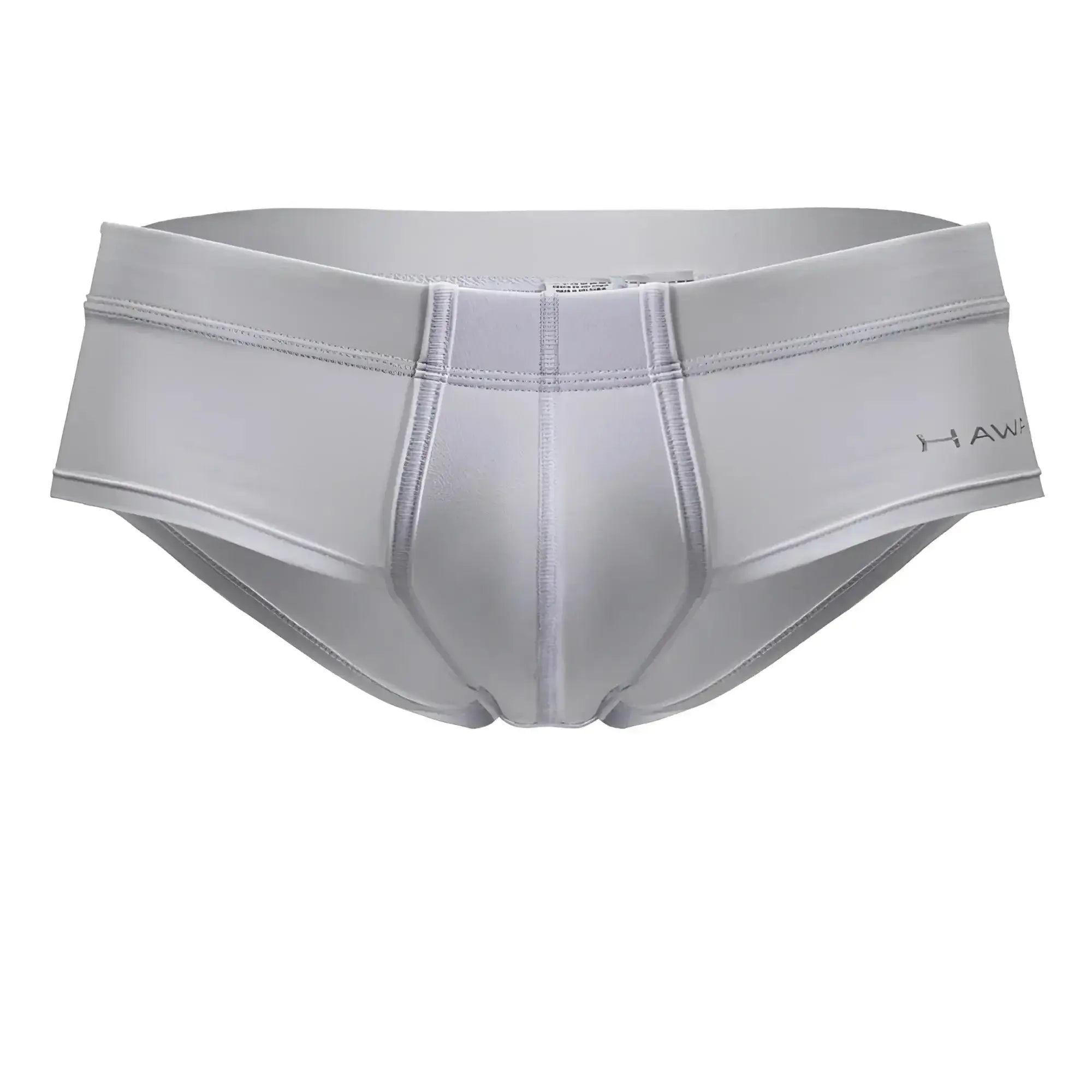 Gray hawk men’s microfiber briefs in white with smooth, form-fitting design and subtle stitching details