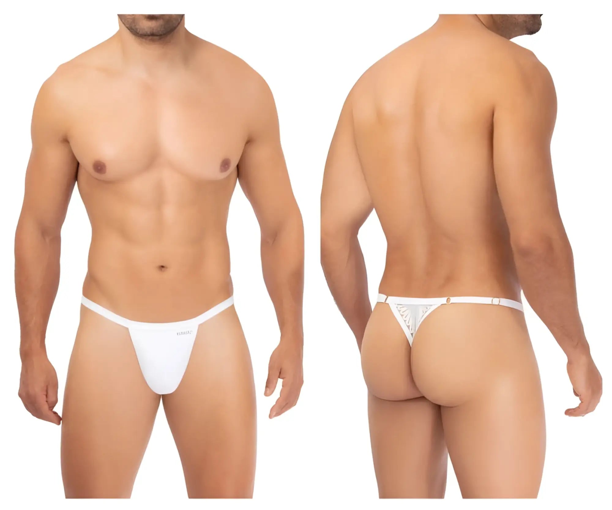 White microfiber thong hawai 42317 with delicate lace pattern and thin waistband