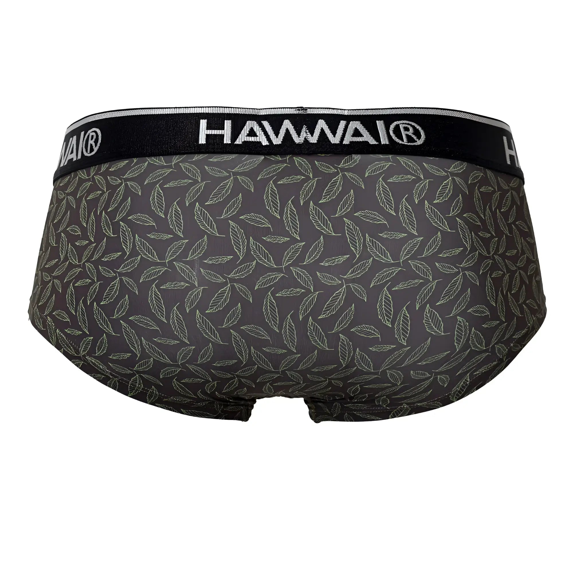 Dark gray hawaii men’s briefs with subtle white leaf pattern from hawai 42380 printed briefs color green collection