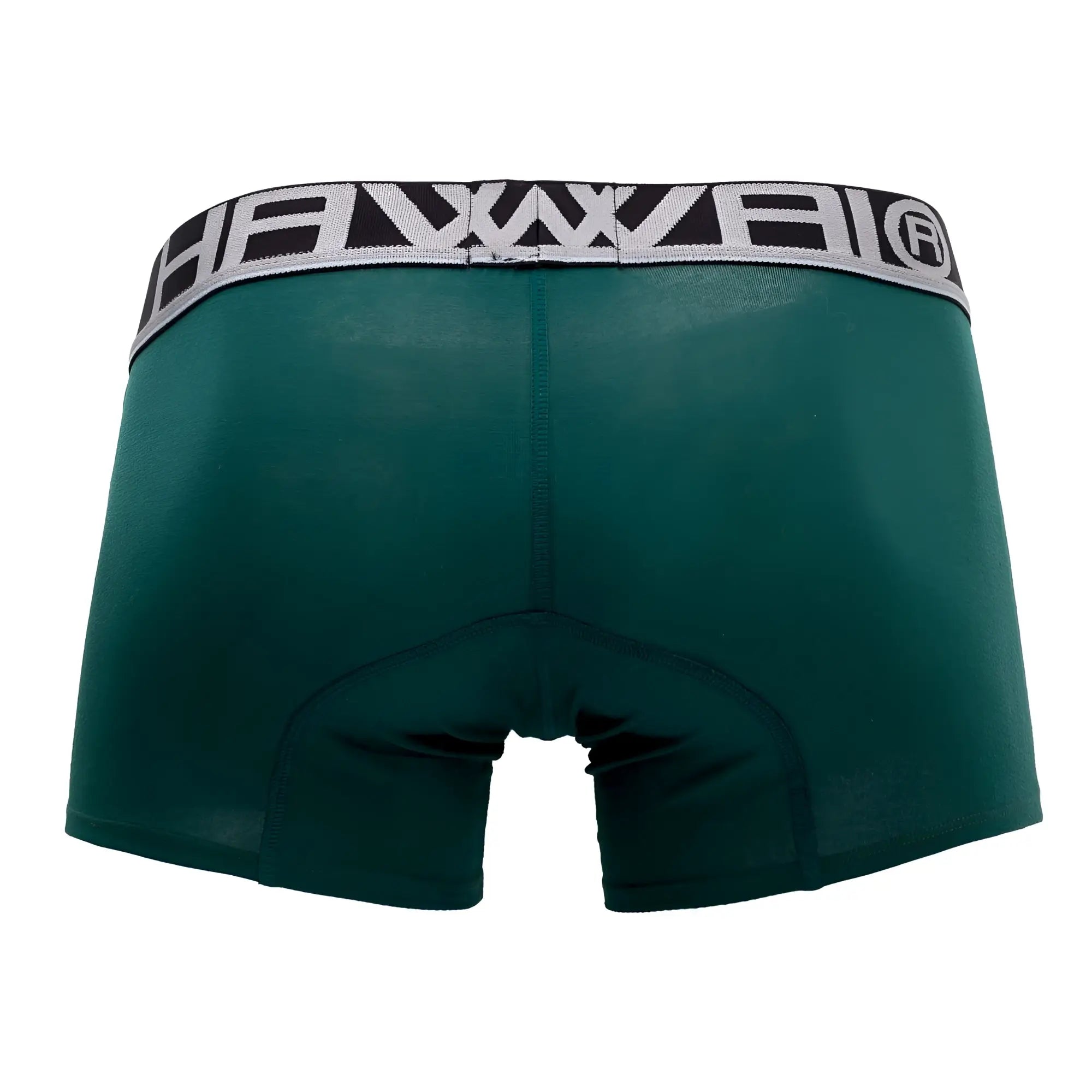 Dark green hapaï 4986 solid athletic trunks boxer briefs with black gray patterned waistband and brand logo