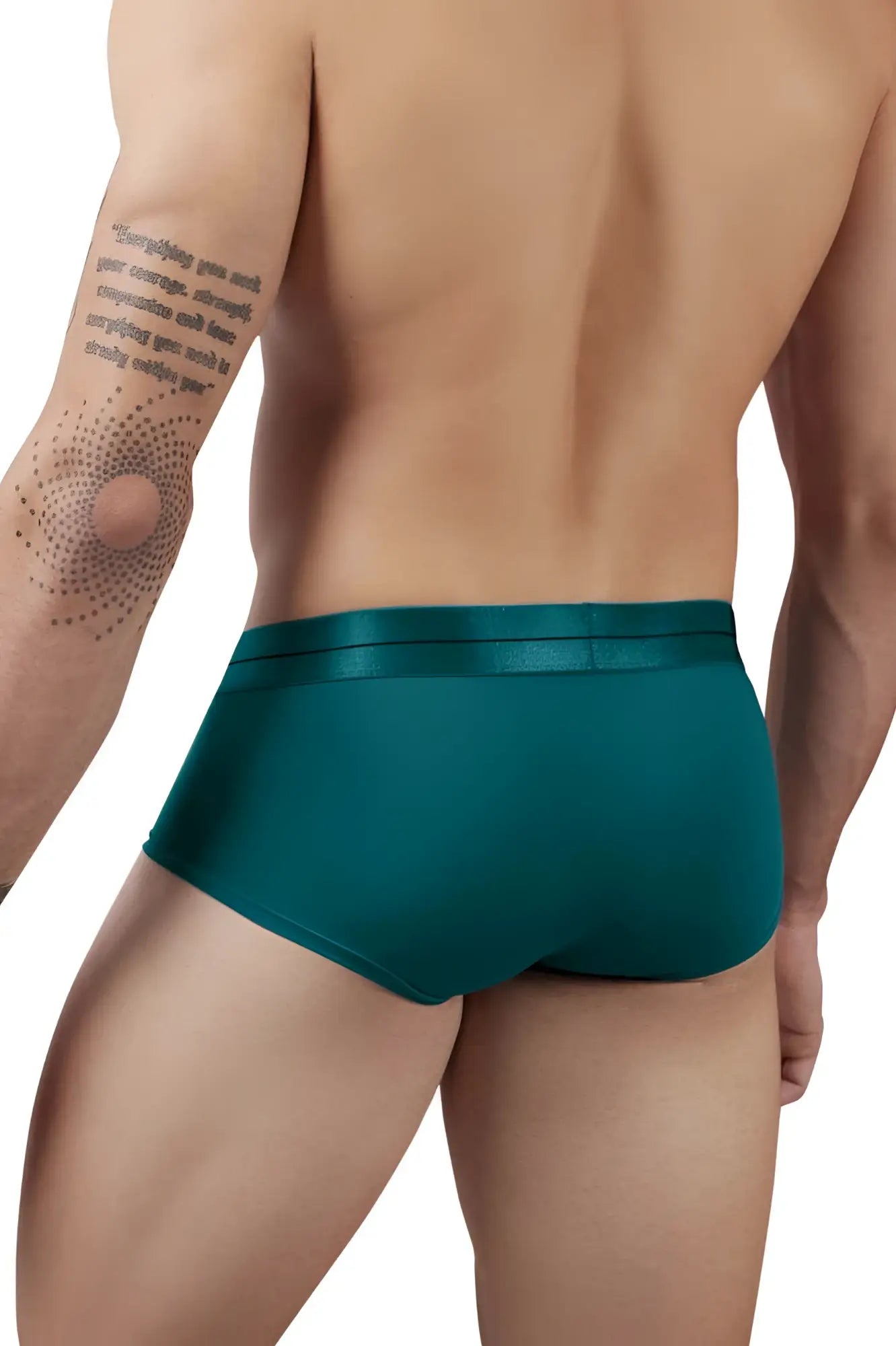 Teal satin microfiber briefs with a smooth glossy finish from hawair 41961 in green color