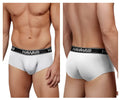 White havaianas microfiber men’s briefs with black elastic waistband and white brand name lettering hawair 41961