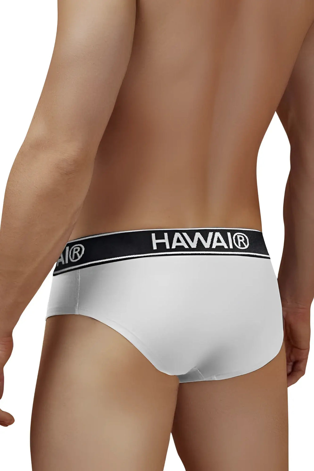 White havai cotton blend briefs with black waistband and white logo lettering in havair 41962 style