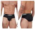 Black hawai brand black microfiber briefs with a white logo band showing the front side of the product