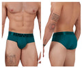 Teal microfiber men’s briefs with a black hawaii logo on the waistband in the HAWAIR 41963 green color design