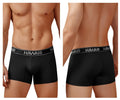 Black hawaii microfiber men’s briefs with white logo band in trunks style for comfortable everyday wear