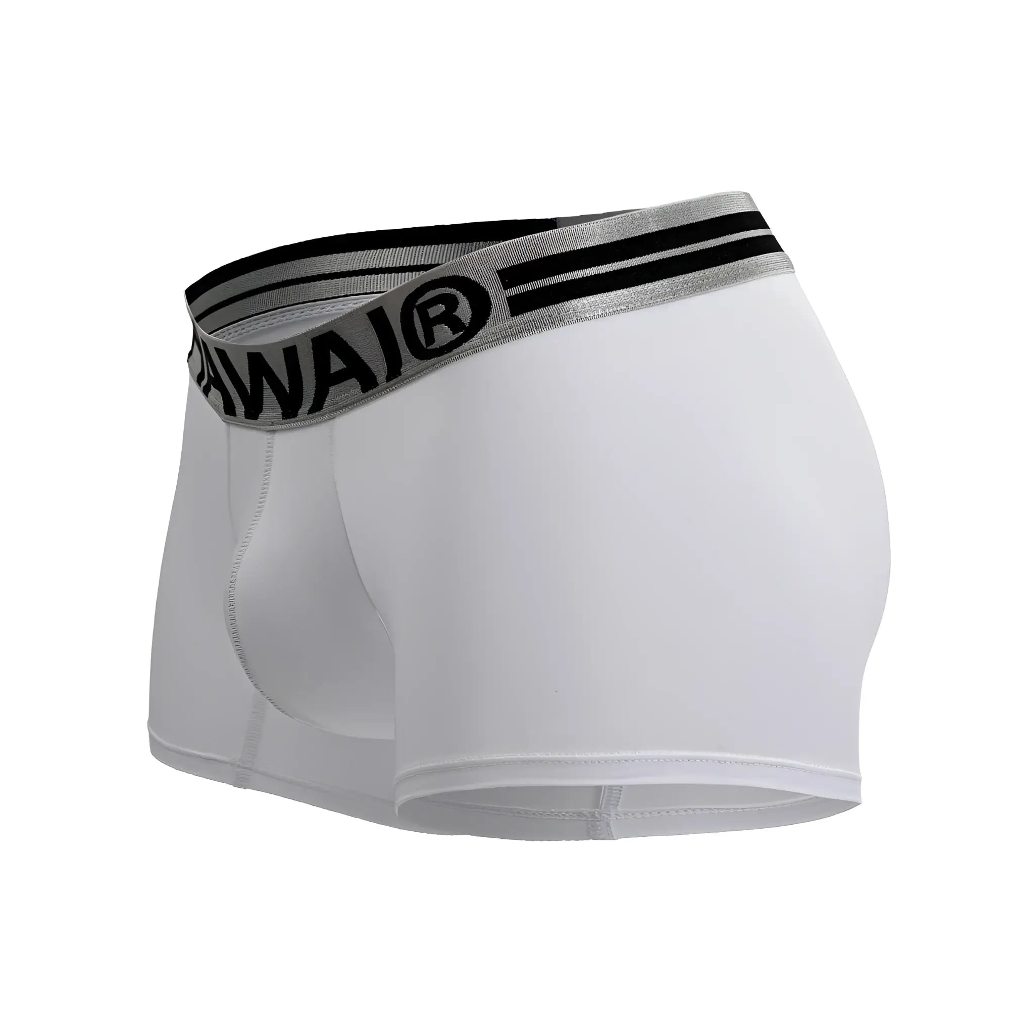 White hawaï 41977 microfiber boxer briefs with gray and black waistband featuring hawaï logo