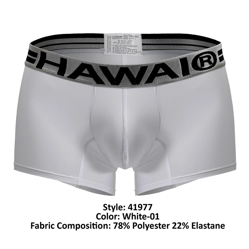 White hawai men’s boxer briefs with gray and black elastic waistband made of microfiber for comfortable wear