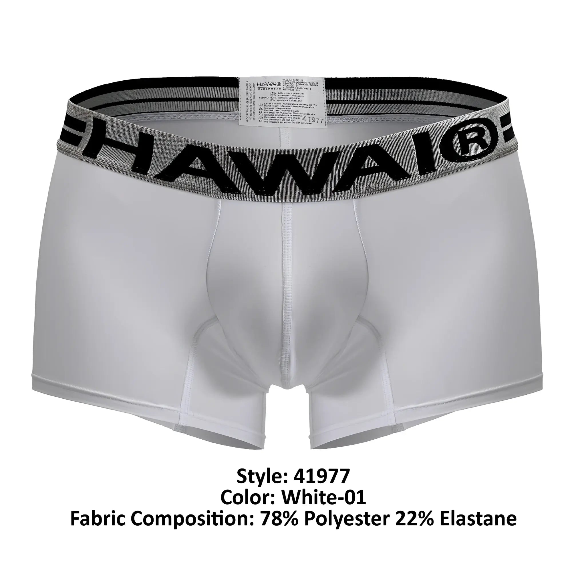 White hawai men’s boxer briefs with gray and black elastic waistband made of microfiber for comfortable wear