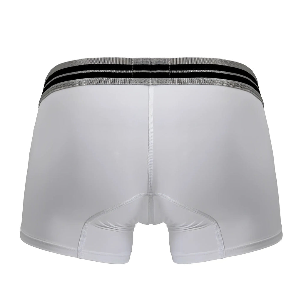 White hawair 41977 microfiber boxer briefs with gray waistband and two black stripes for comfortable wear