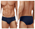 Navy blue microfiber men’s briefs with subtle white hawaii logo on waistband from hawair 42241 collection