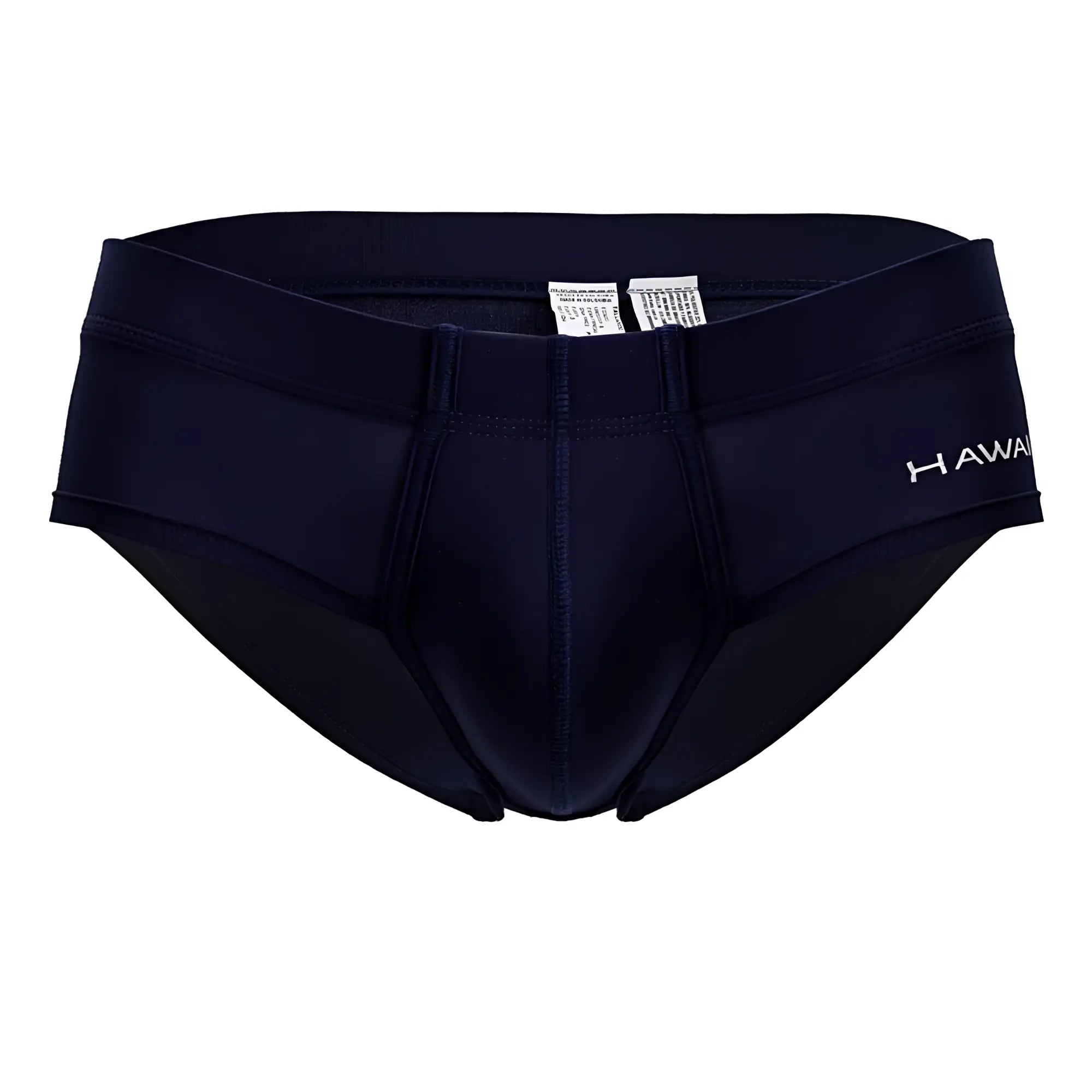 Navy blue hawair 42241 microfiber briefs with a subtle white hawaii logo on the side for swimwear use