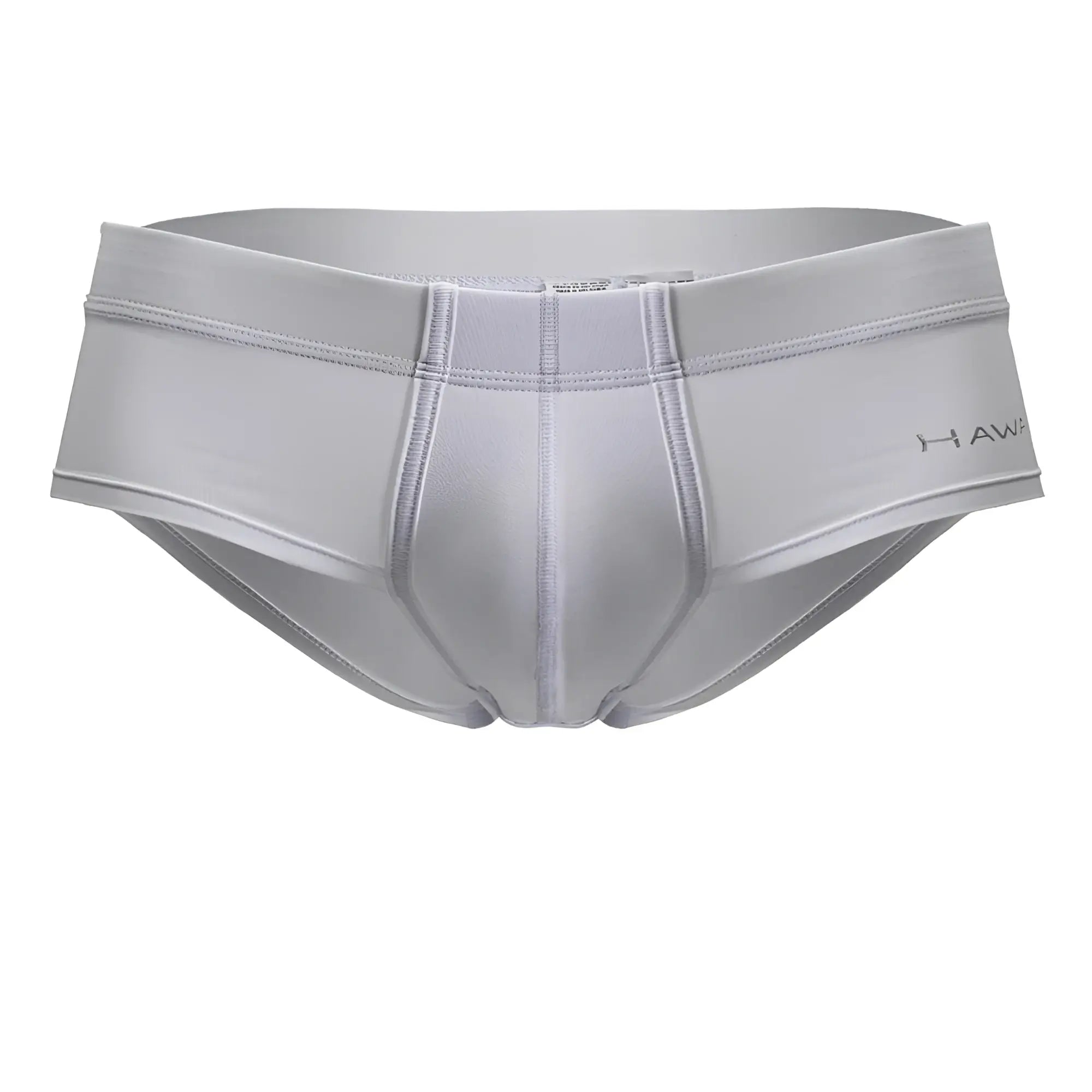 Gray hawk men’s microfiber briefs in white with smooth, form-fitting design and subtle stitching details