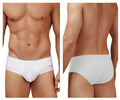 White microfiber men’s briefs featuring a subtle Hawaii logo on the waistband in color white 01