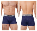 Navy blue Havai boxer briefs with subtle white triangles and a silver waistband featuring the brand name