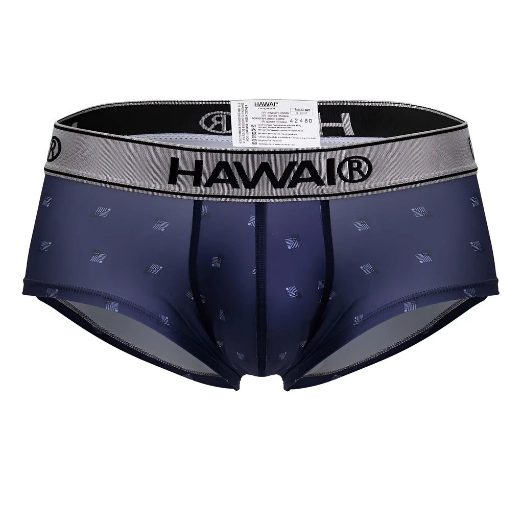 Navy blue Hawai men’s microfiber briefs with subtle geometric pattern and gray elastic waistband HAWAIR 42480 printed microfiber briefs color blue