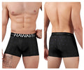 Black hawaiian boxer briefs with white hawaii® waistband and blue diamond patterns made of printed microfiber