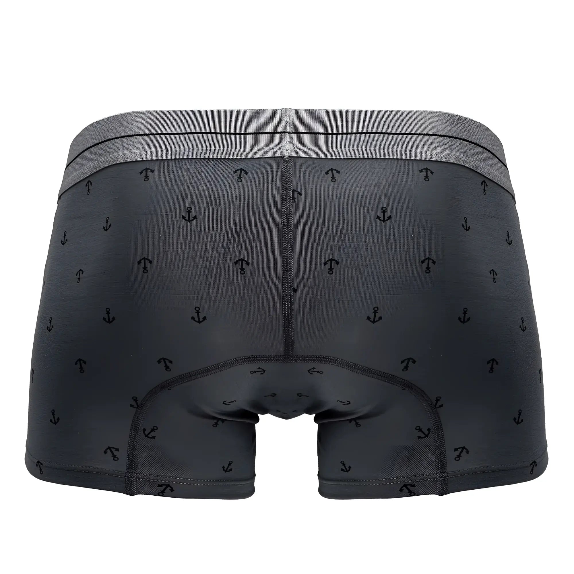 Dark gray cotton blend hawair 42521 trunks with subtle black anchor pattern and matching elastic waistband