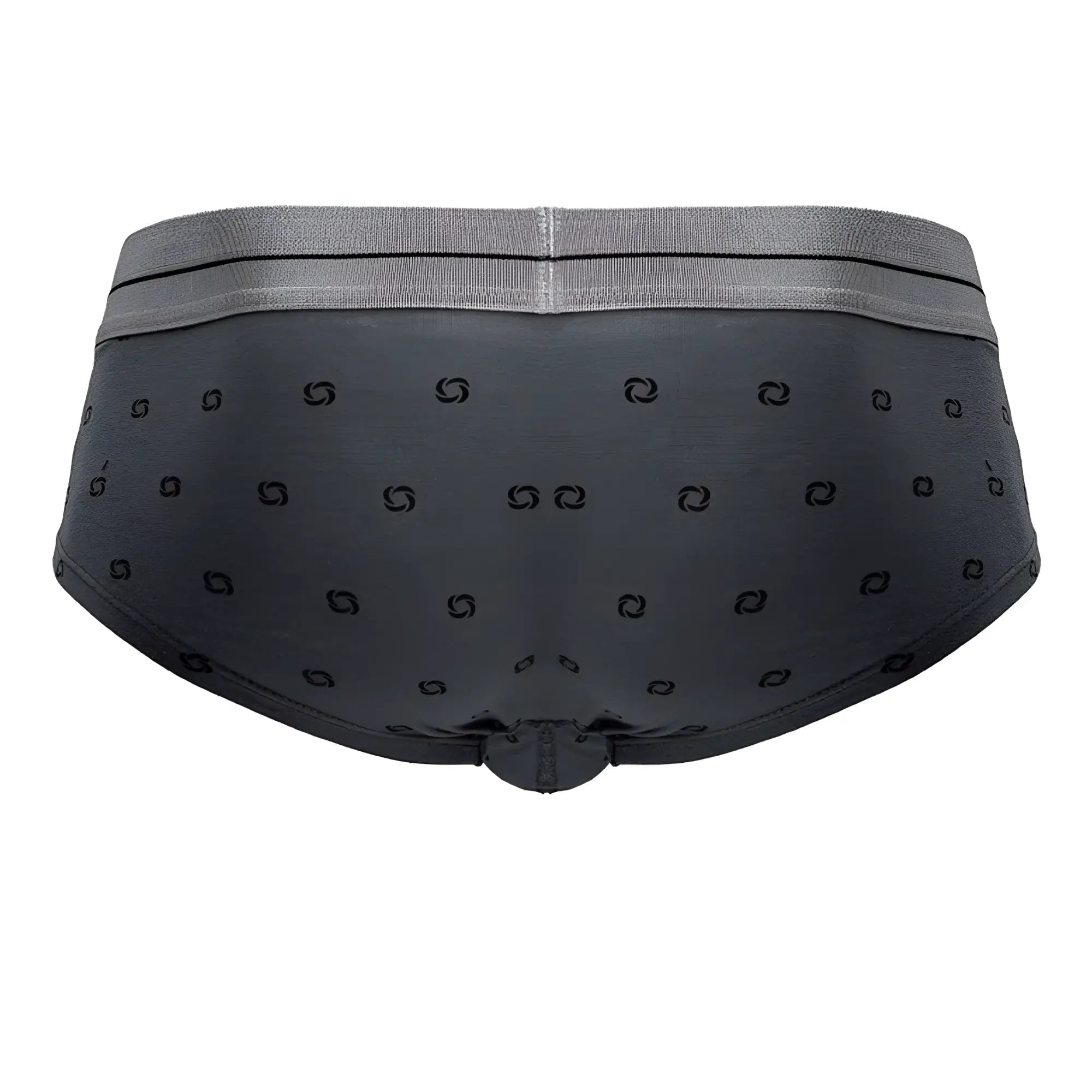 Dark gray cotton blend briefs with subtle black geometric pattern and matching elastic waistband by hawair 42531