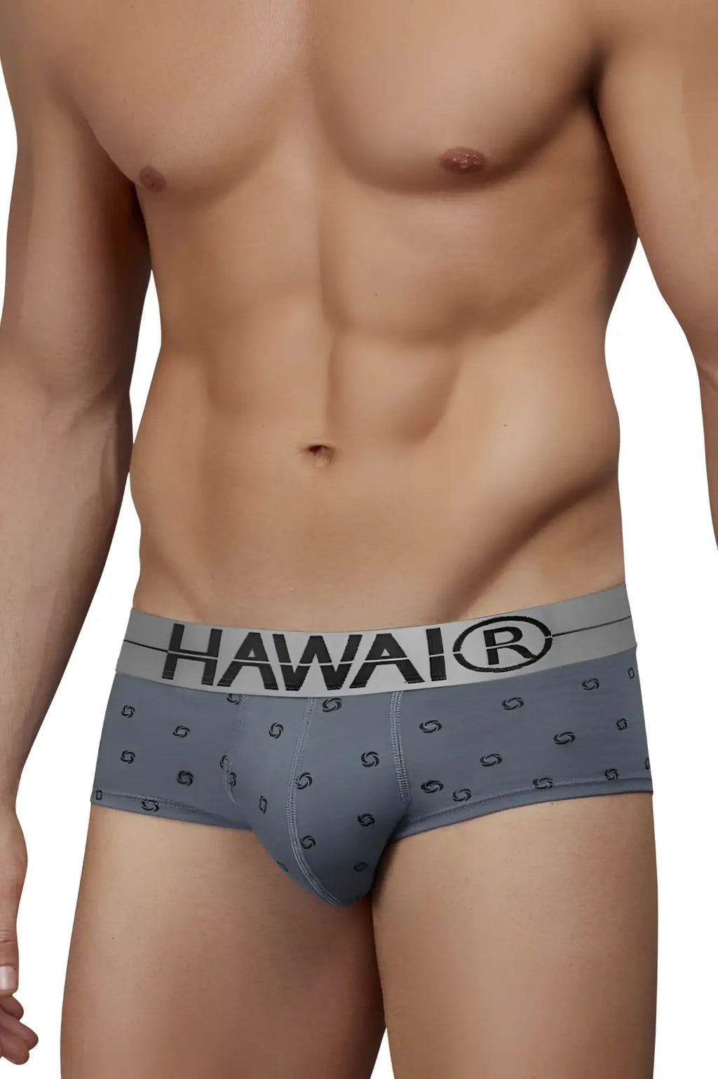 Gray hawai branded cotton blend briefs in gray with a subtle black geometric pattern for everyday comfort
