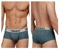Gray hawaiian-patterned microfiber briefs with white waistband featuring hawaii brand name in black lettering