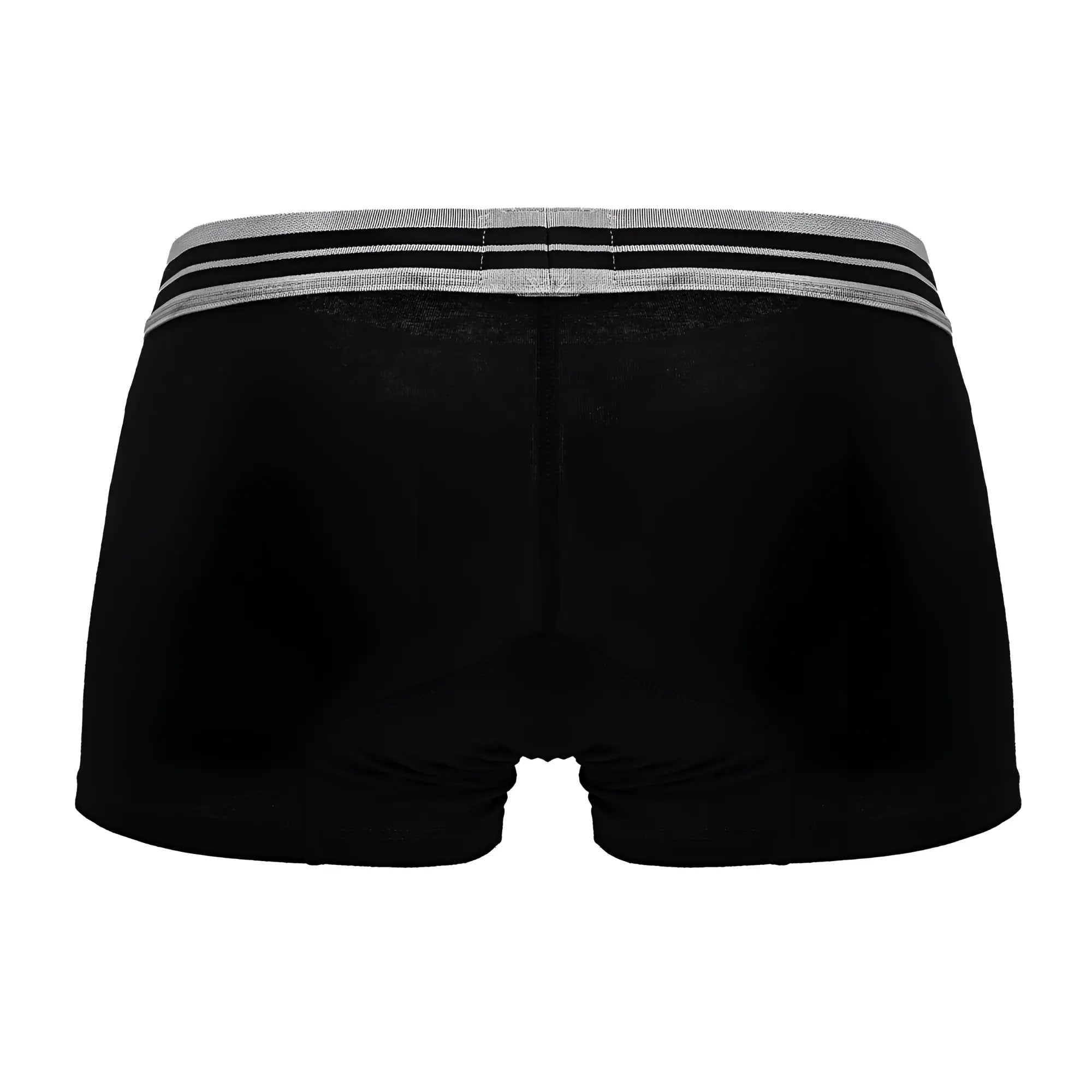 Black hawair 4986 cotton blend boxer briefs with ribbed waistband and two gray stripes