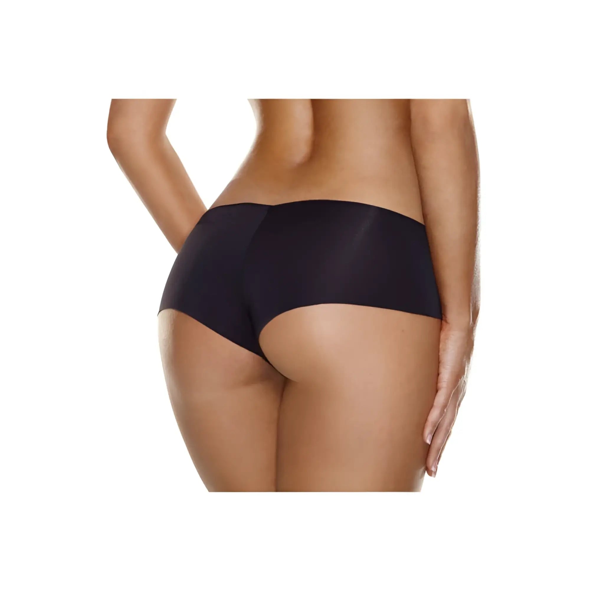 Black seamless hollywood curves invisible bootyshort briefs with smooth stretchy fabric and minimalist design back side