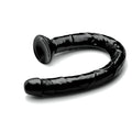 Black glossy silicone anal plug with textured surface and flared base from hosed 19in realistic anal dildo product
