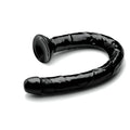 Black glossy silicone anal plug with textured surface and flared base from hosed 19in realistic anal dildo product