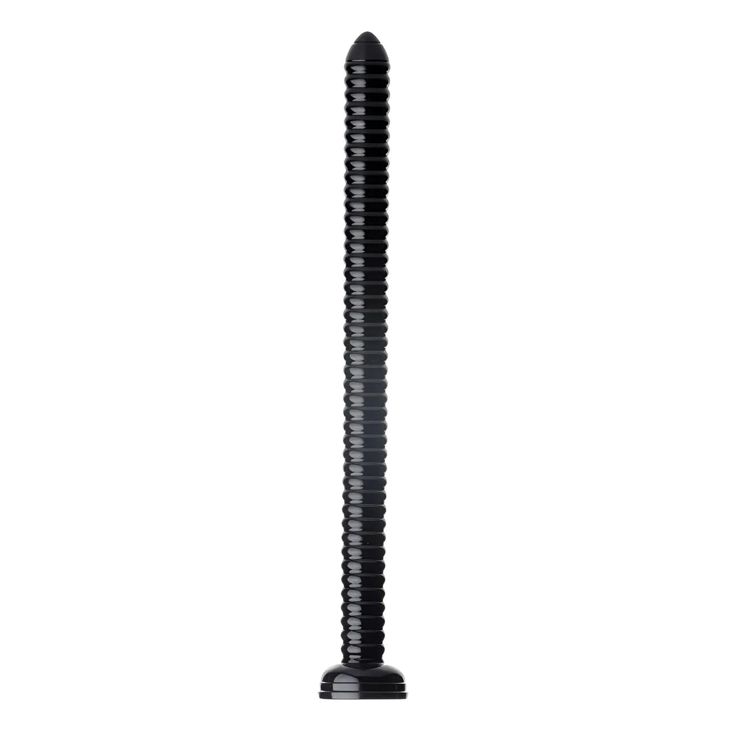 Black ribbed plastic screw with pointed tip and rounded base for hosed hosed 19in ribbed anal snake product
