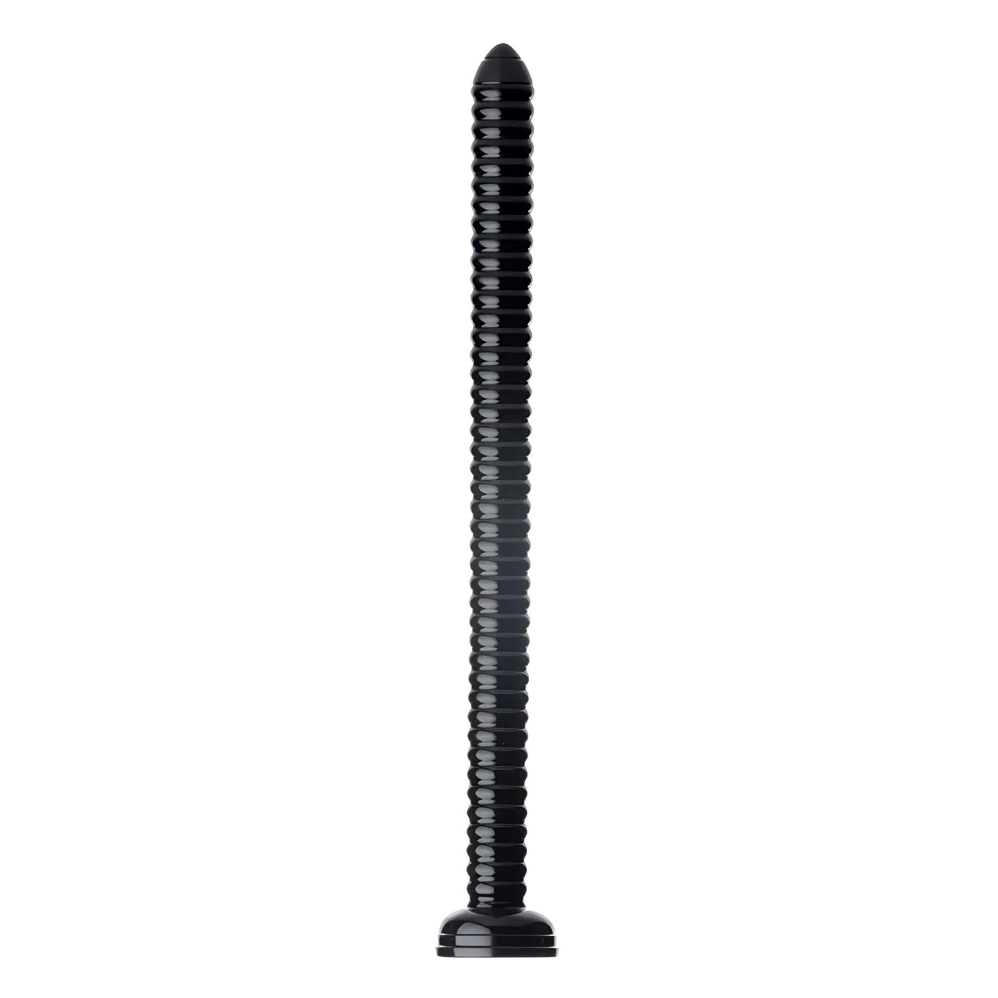 Black ribbed plastic screw with pointed tip and rounded base for hosed hosed 19in ribbed anal snake product