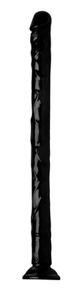 Black glossy silicone dildo with ridged texture and flared base from hosed realistic hose 19in product