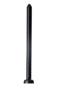 Black ribbed plastic dildo with rounded ends from hosed ribbed hose 19in for textured pleasure use