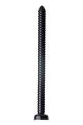 Black ribbed plastic dildo with rounded ends from hosed ribbed hose 19in for textured pleasure use