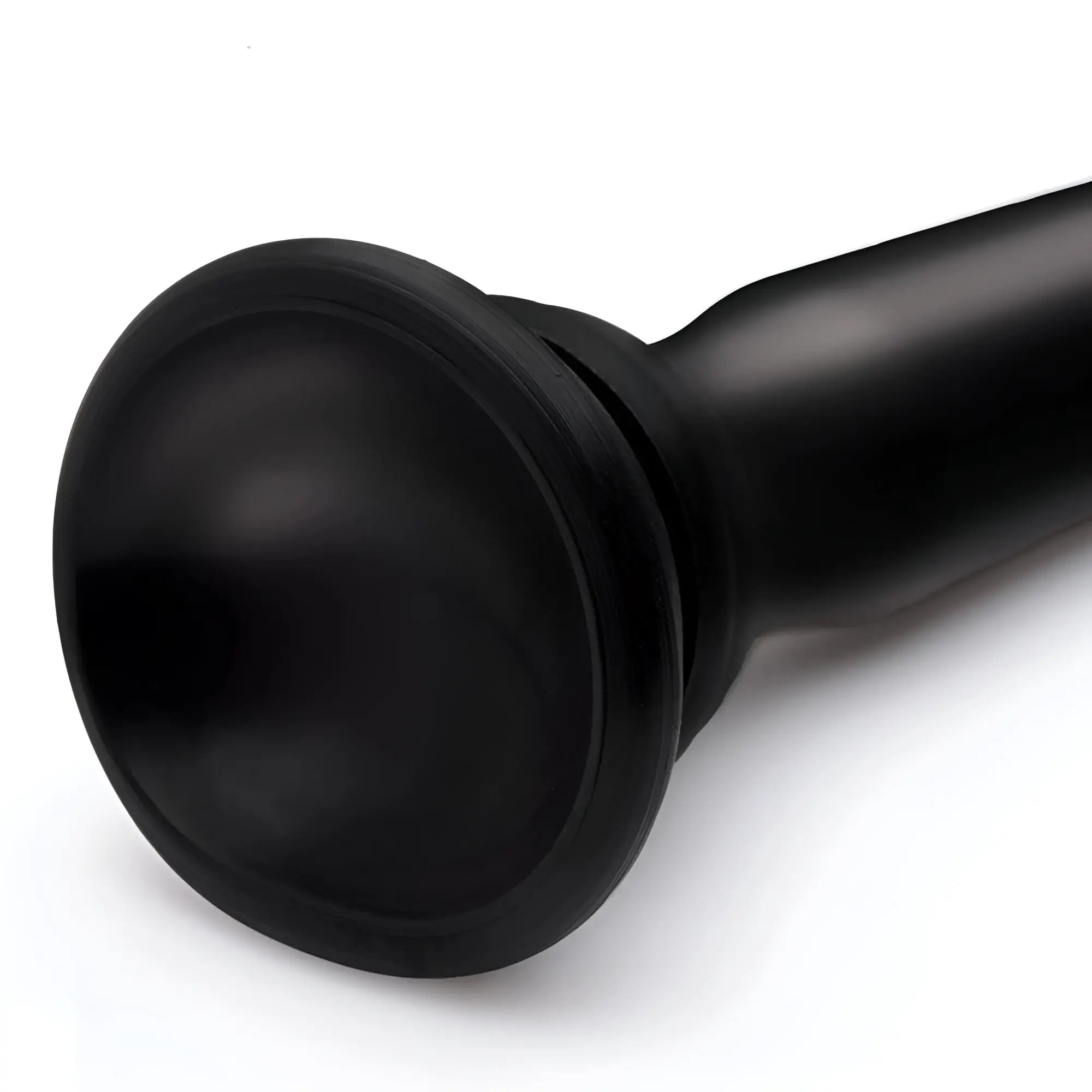 Black matte-finished silicone nozzle with a rounded slightly flared head on a 15in hosed silicone tapered hose