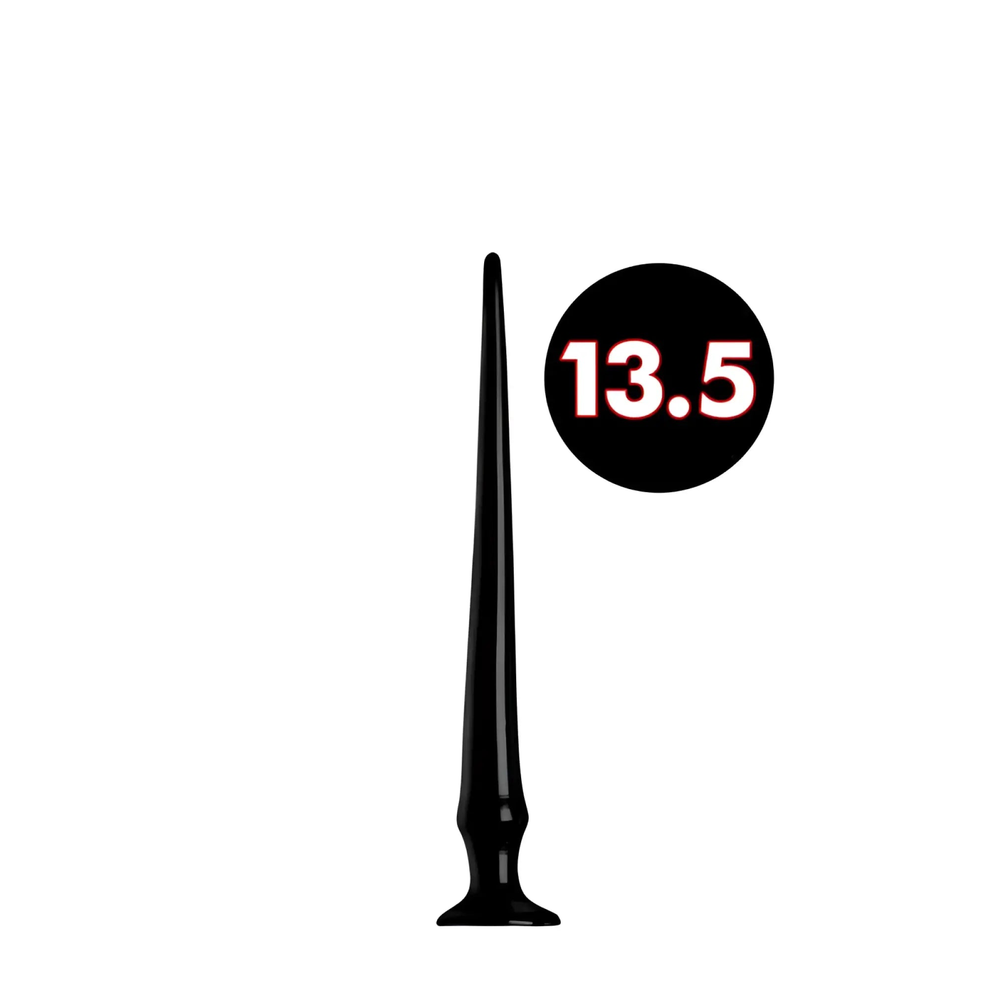 Black glossy plastic anal plug with tapered design and flared base from hosed slim tapered anal hose training set