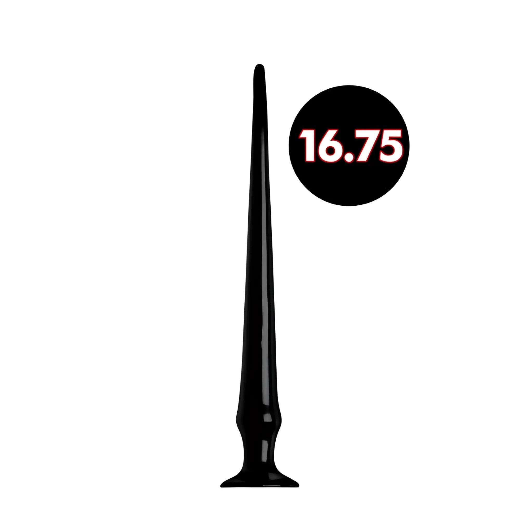 Black glossy plastic anal plug with tapered design and flared base from hosed slim tapered anal hose training set