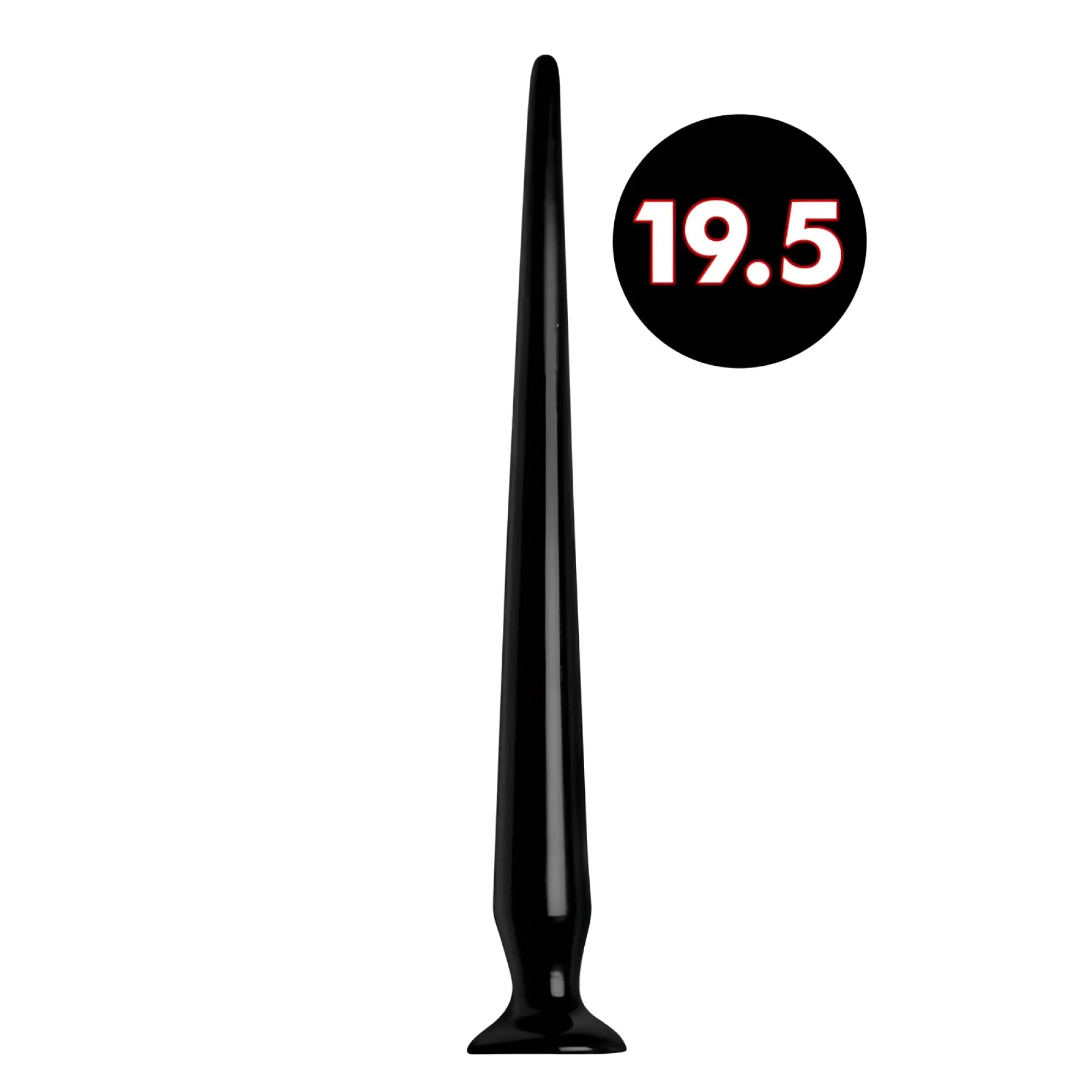 Black sleek tapered anal hose training set with smooth glossy finish and rounded base for adult use