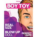 Hott Products boy toy sex doll featuring a stylized cartoon blond man with blue eyes on vibrant purple background