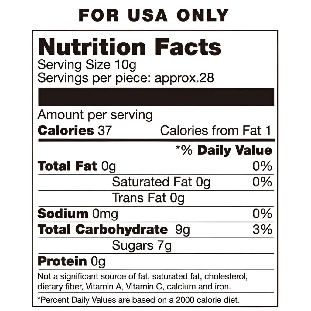 Back side of hott products candy bra showing white and black nutrition facts label for usa-only product