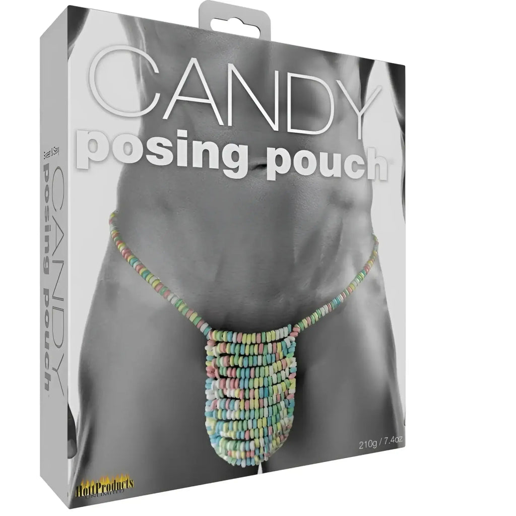 Hott Products candy posing pouch made of linked pastel-hued hard candies for colorful wear